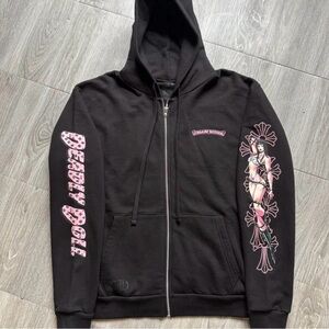 Chrome Hearts Black and Pink Graphic Hoodie